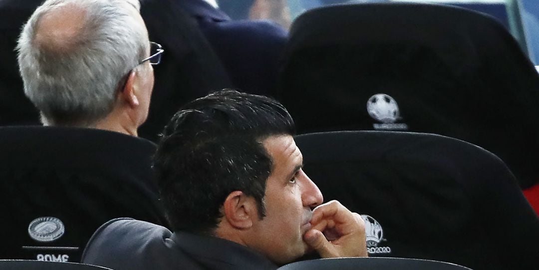 Luis Figo, en un acto oficial durante la Eurocopa 2020