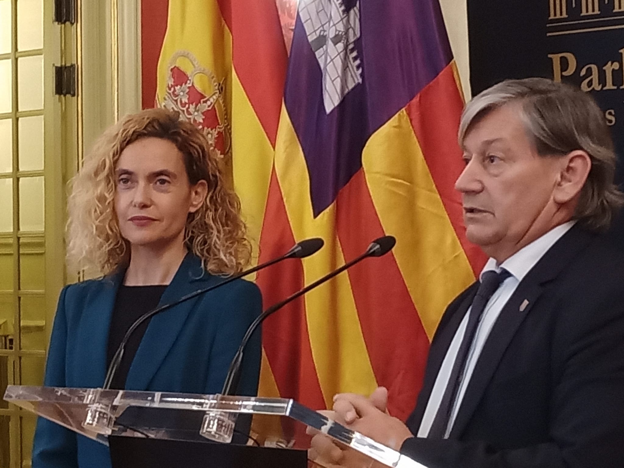 Visita de la presidenta del Congreso de los Diputados, Meritxell Batet, en Palma, junto con el president del Parlament balear, Vicenç Thomàs.