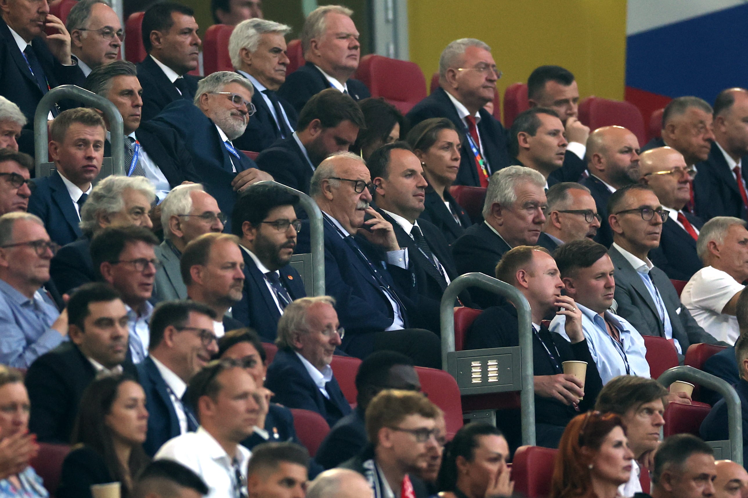 Vicente del Bosque, en el palco durante el España - Albania de la fase de grupos de la Eurocopa 2024