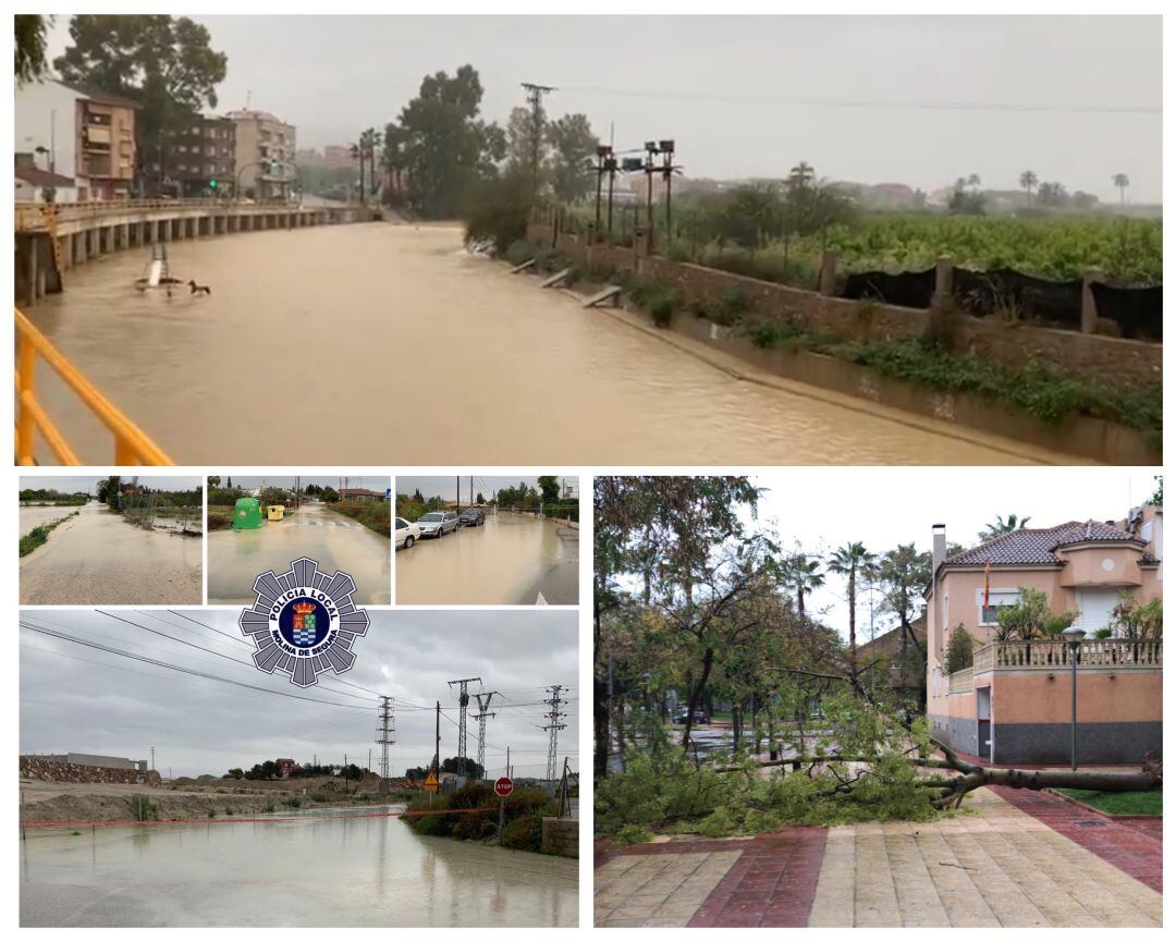 Imagenes de los incidentes provocados por las lluvias en Murcia y área metropolitana