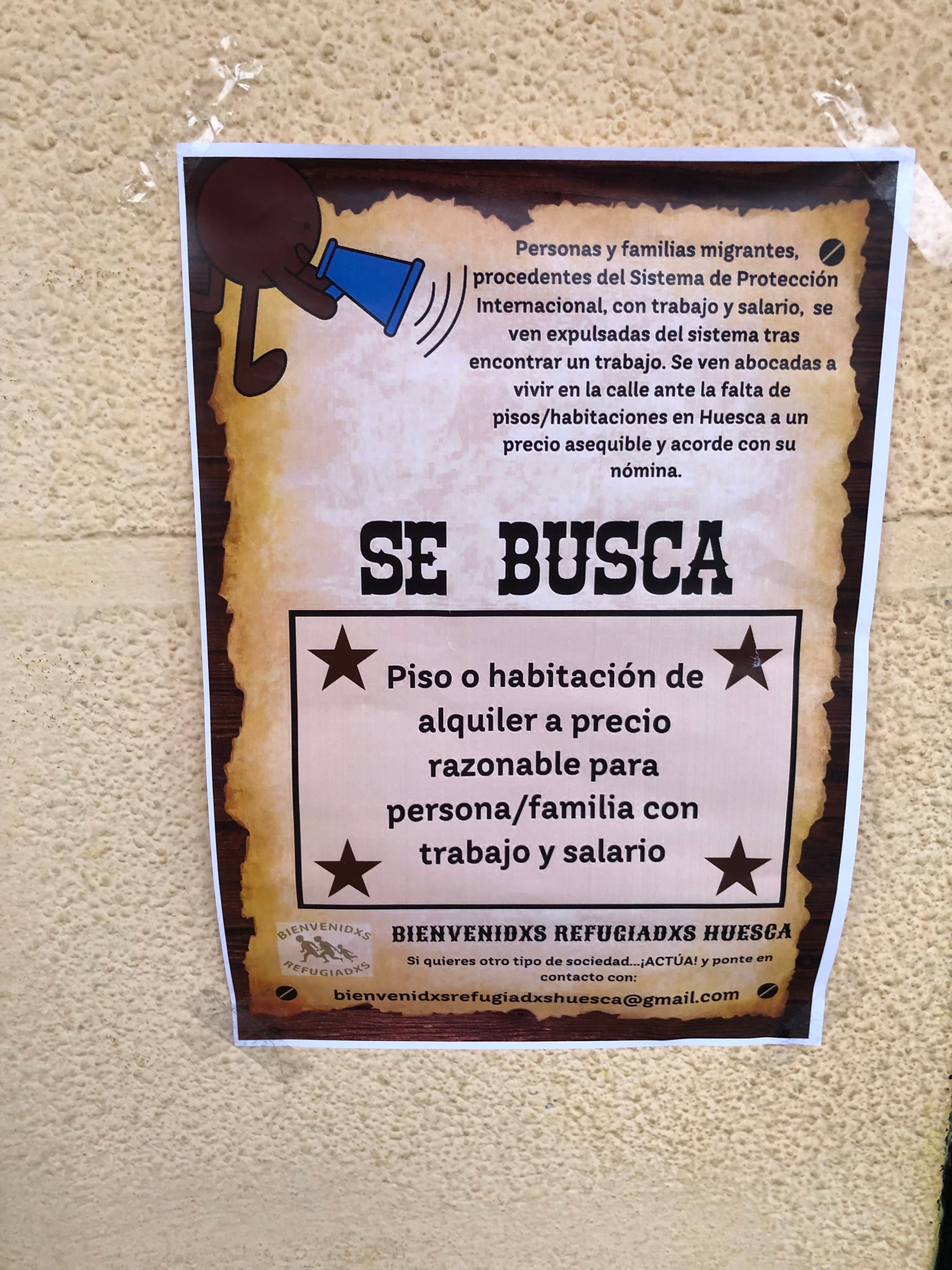 Cartel de la campaña de Bienvenidxs Refugiadxs Huesca