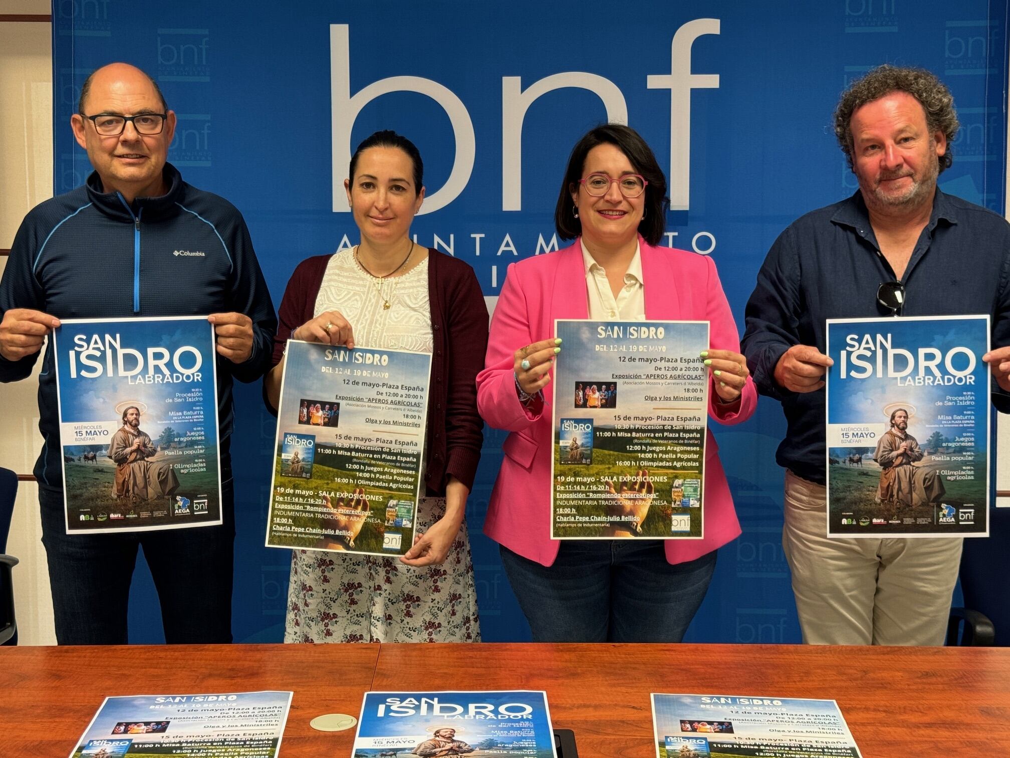 Patricia Rivera, Beatriz Oliván, Fernando Terés y Eduardo Castillo en la presentación de los actos. Foto: Ayuntamiento de Binéfar