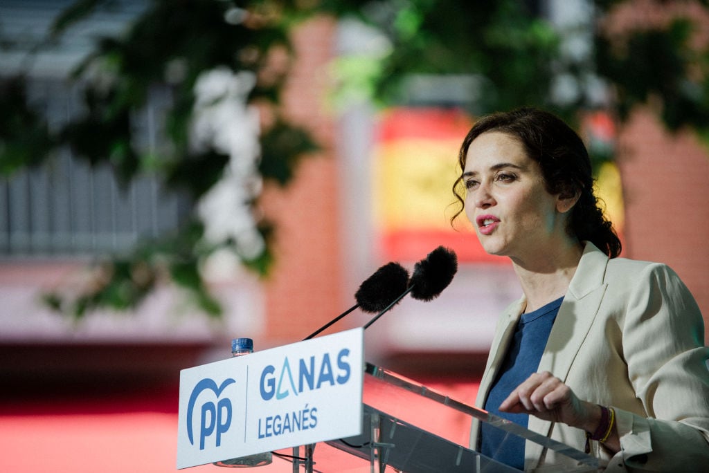 Isabel Díaz Ayuso durante un acto de campaña.