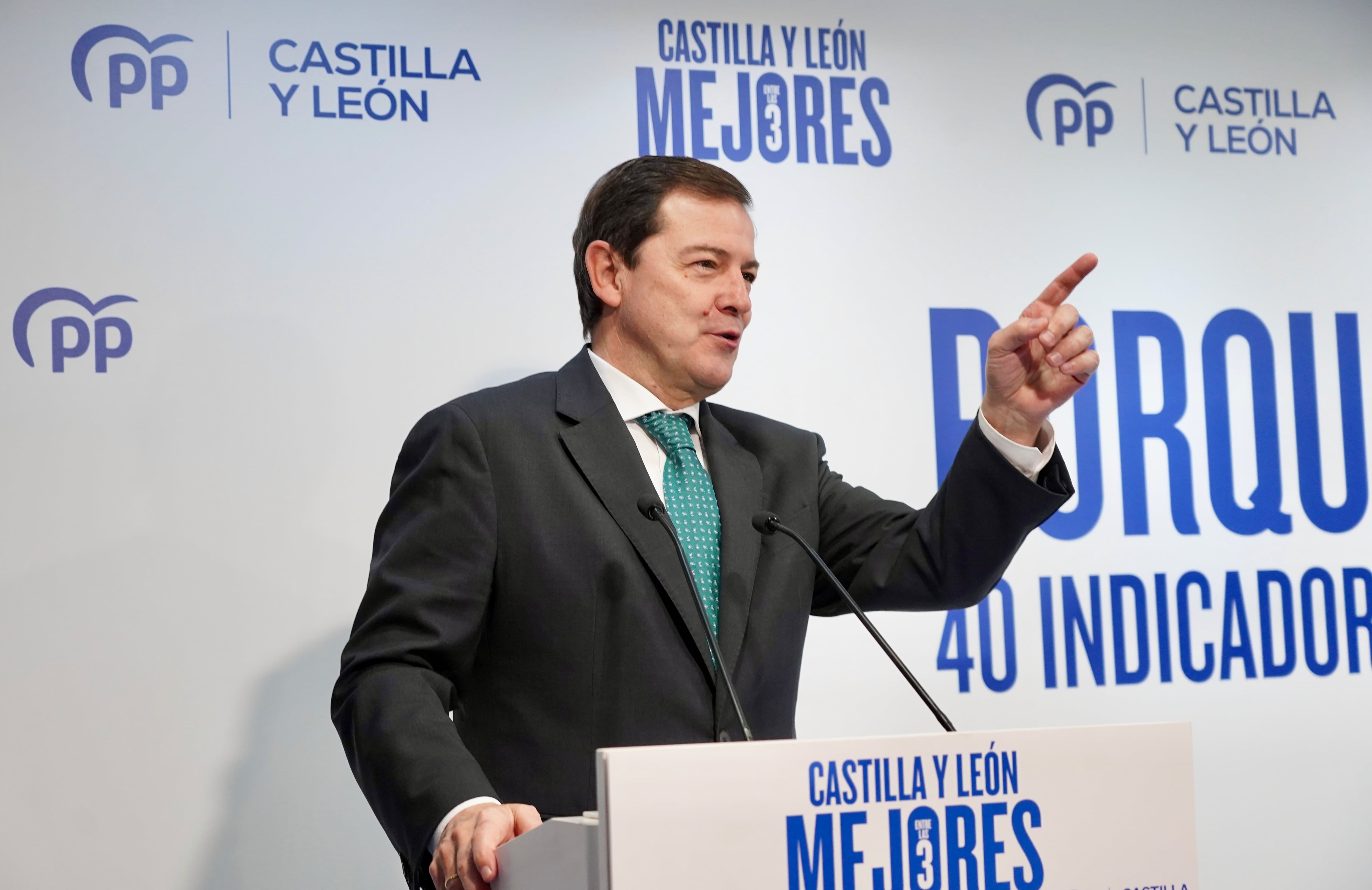 El presidente del Partido Popular de Castilla y León, Alfonso Fernández Mañueco, clausura el foro de presentación de los indicadores del proyecto ‘Castilla y León entre las 3 mejores comunidades de España’.