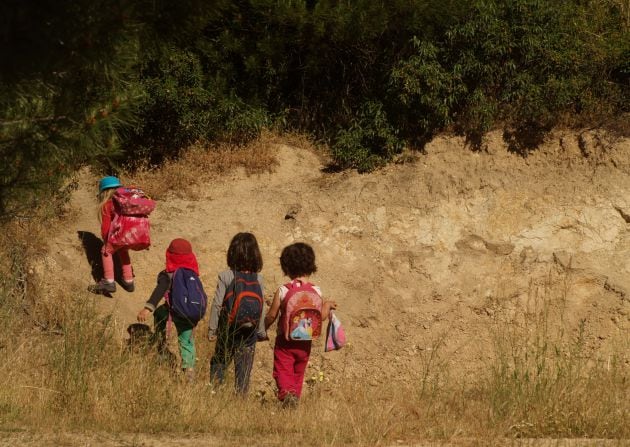 Alumnos de una escuela libre en la sierra de Madrid.