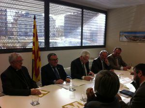 D'esquerra a dreta Joan Piris, bisbe de Lleida; Àngel Ros, alcalde de Lleida; Ferran Mascarell, conseller de cultura; Joan Reñé, president de la Diputació de Lleida i Pau Cabré, president del Consell Comarcal del Segrià