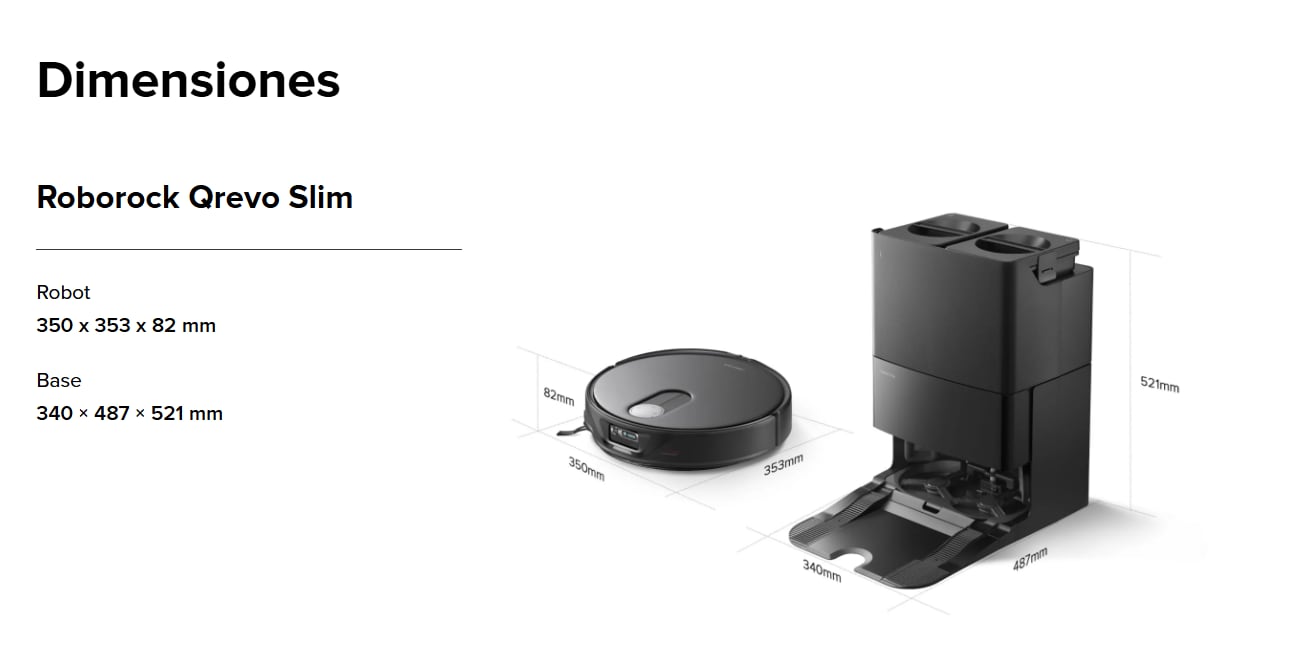 Dimensiones de la Roborock Qrevo Slim.