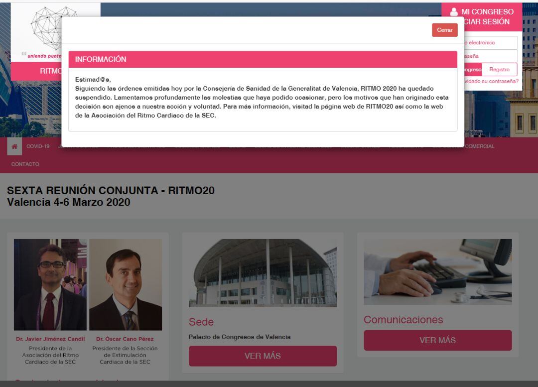 Comunicado en web