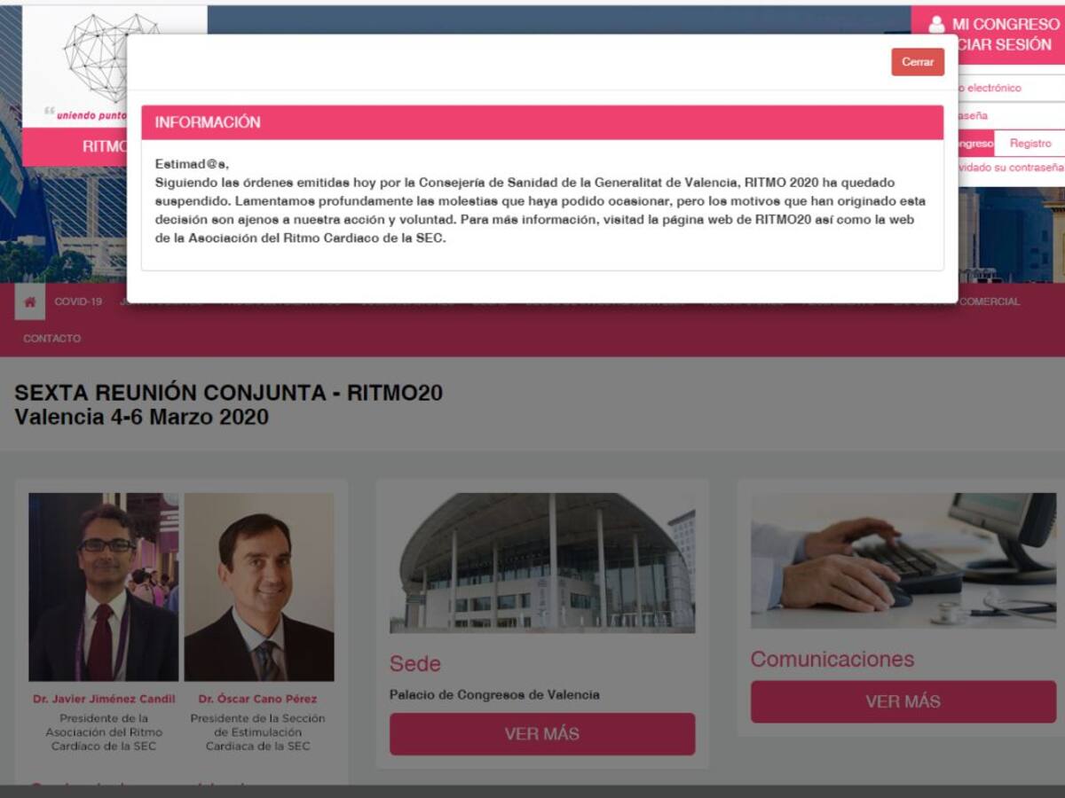 Anulado en València un congreso de ritmo cardíaco por el coronavirus