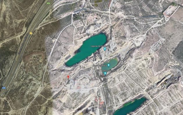 Imagen de Google Maps con la ubicación de la escombrera con amianto en las lagunas de Rabasa