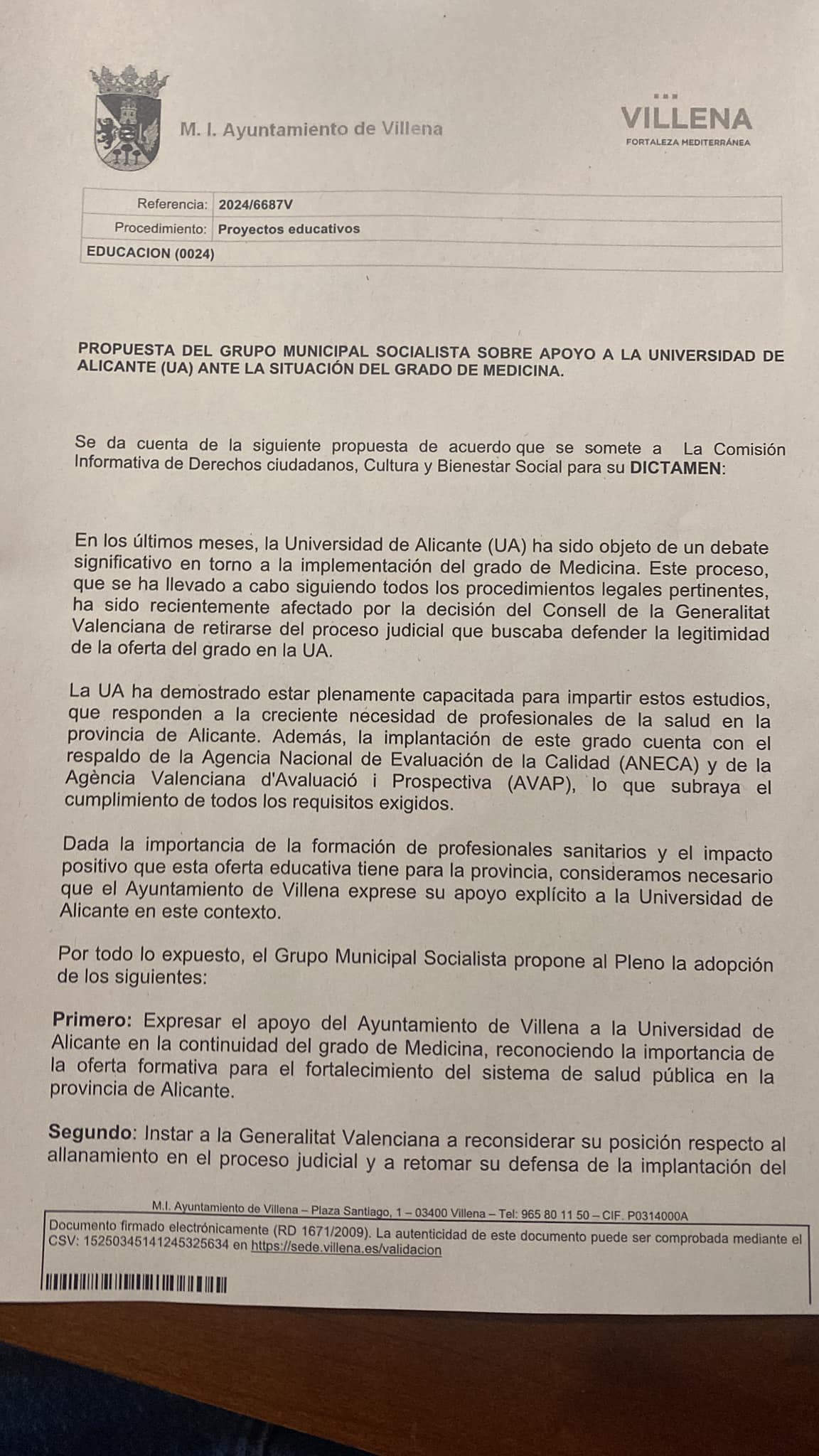 Enmienda del PP al pleno