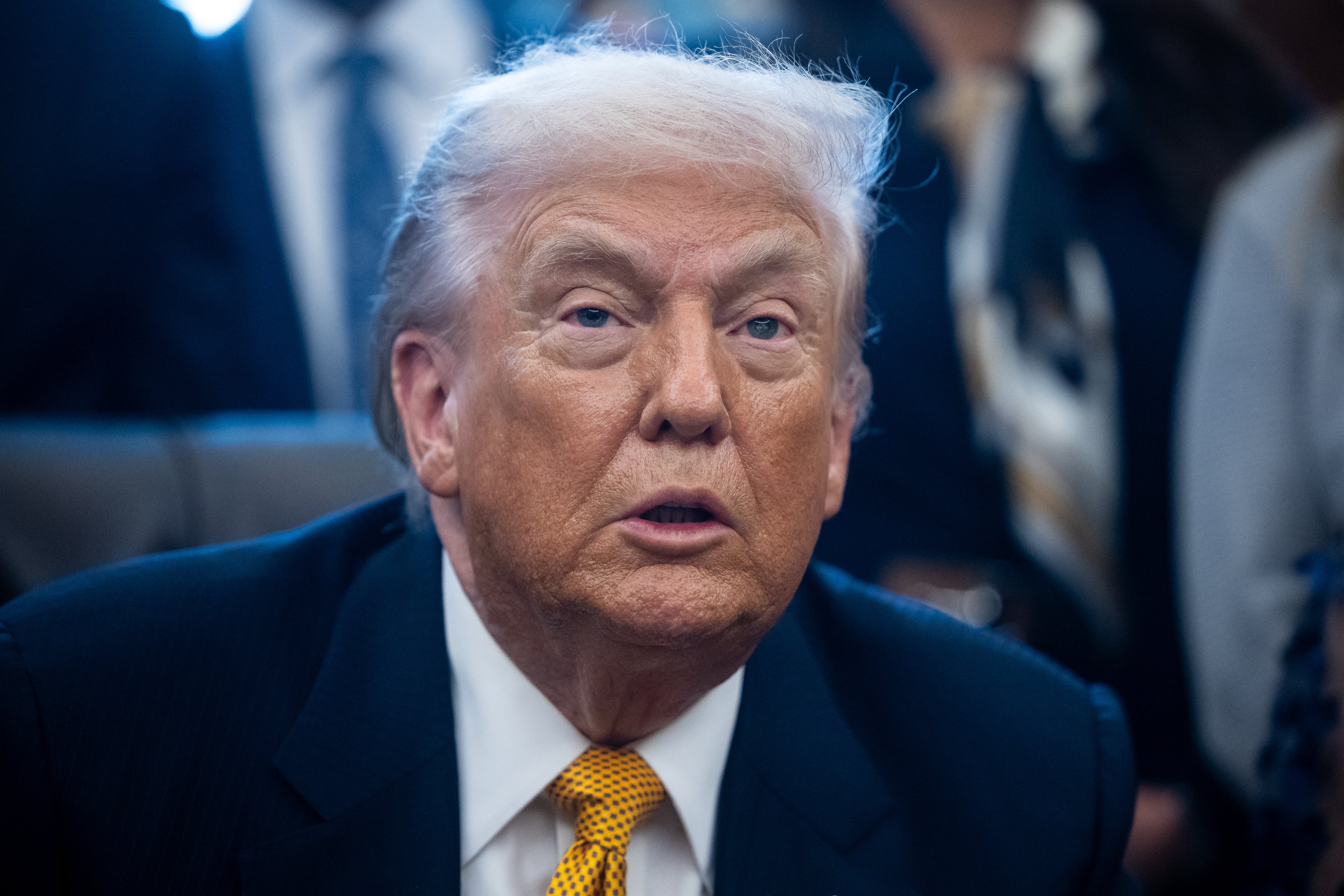 Trump mantiene una "excelente" llamada con Delcy Rodríguez y dice que es una "persona fantástica". EFE/EPA/Francis Chung.