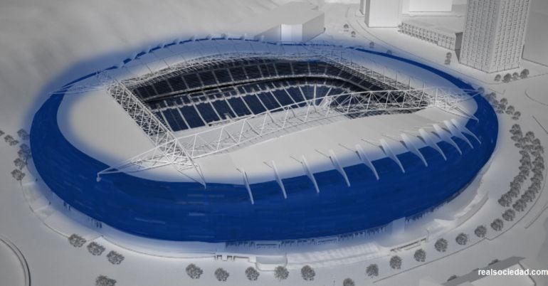 La proyección del nuevo estadio de Anoeta, después de la reforma.