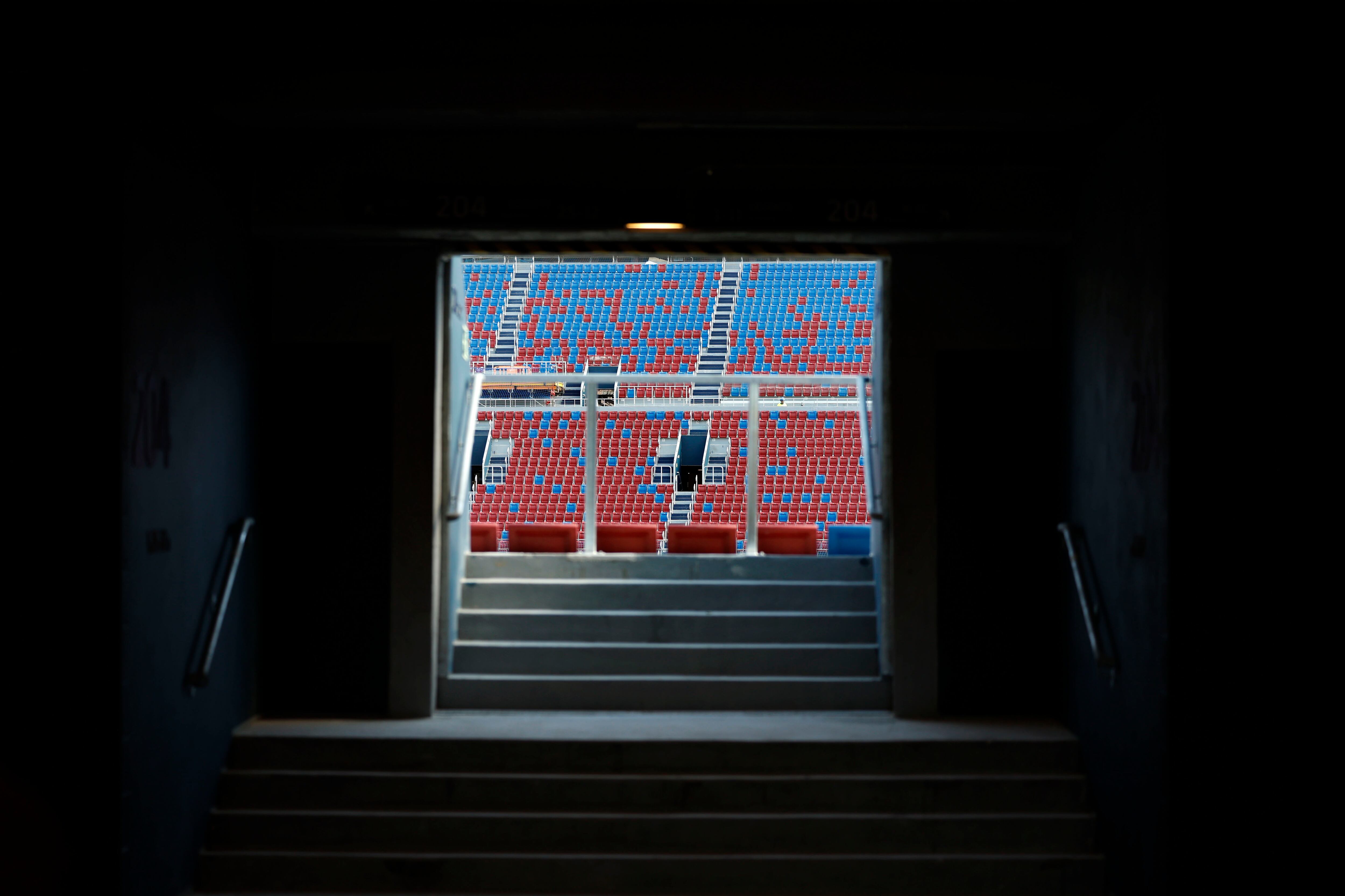 Aspecto del estado del Spotify Camp Nou durante la visita para periodistas que ha realizado el FC Barcelona