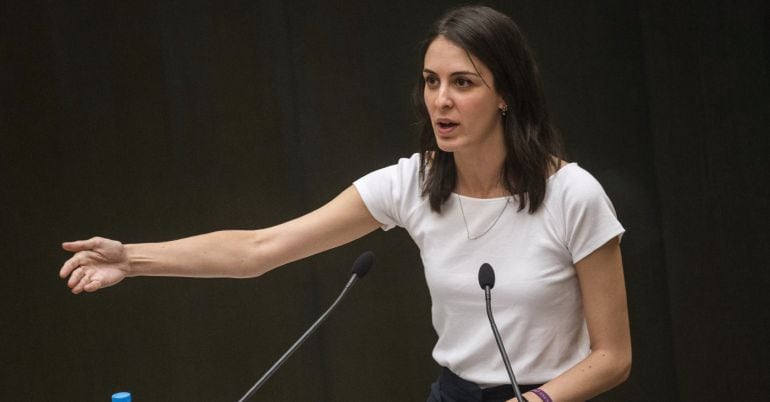 La portavoz del Ayuntamiento de Madrid, Rita Maestre, durante su intervención en el primer debate del estado de la ciudad