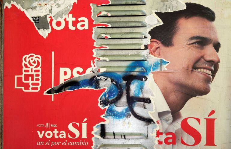 Poster de Pedro Sánchez, en Madrid. 