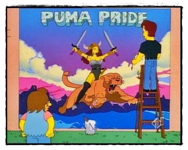 Fragmento dos Simpson onde se pinta o mural &quot;Puma Pride