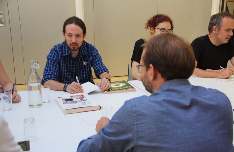 Pablo Iglesias y Joan Herrera, en una fotografía de archivo.