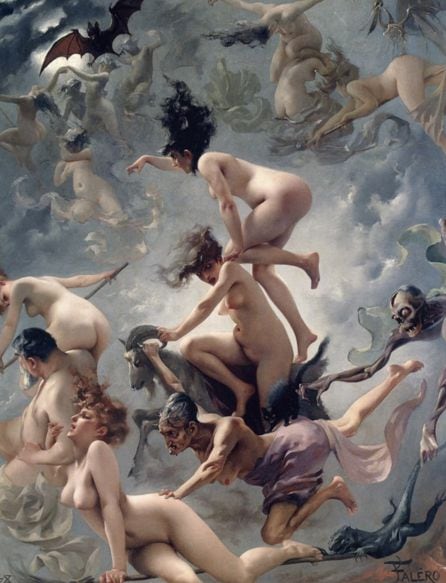 Brujas yendo al Sabbath (1878) por Luis Ricardo Falero.