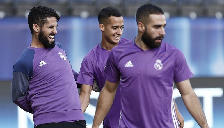 Isco y Carvajal, durante un entrenamiento de la temporada pasada