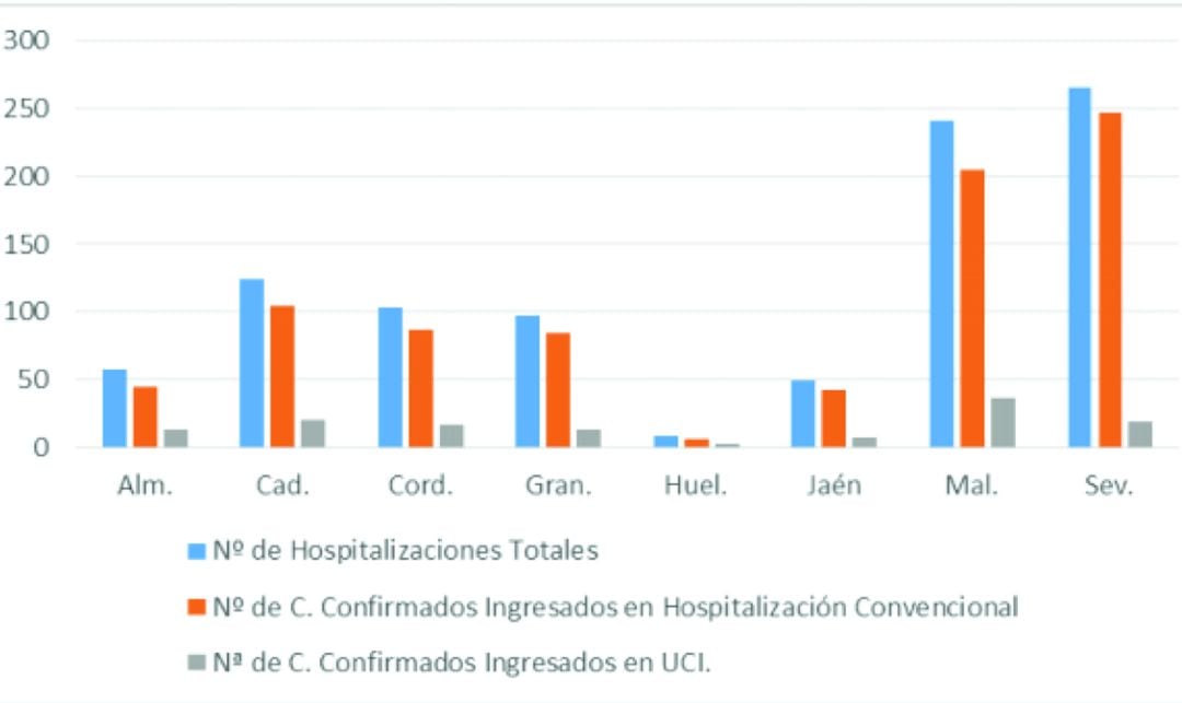 Nivel de la presión hospitalaria en Andalucía por la covid-19 a 18 de septiembre de 2020