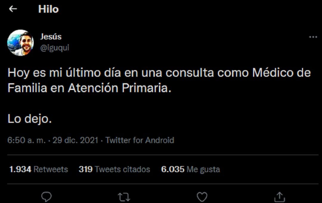 Publicación de Twitter.