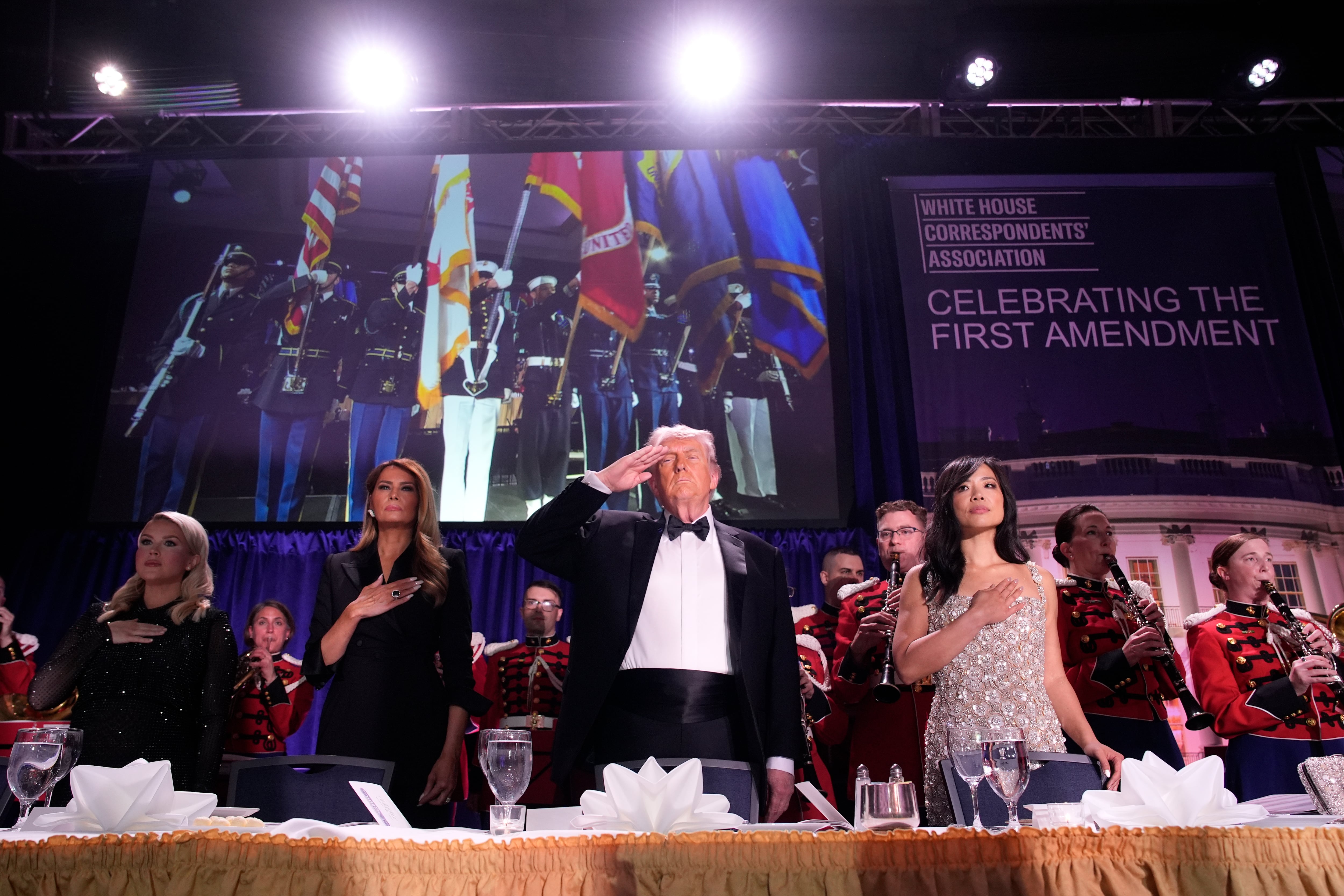 El presidente de Estados Unidos, Donald Trump, durante la Cena de Corresponsales, momentos antes de que se produjese el tiroteo.