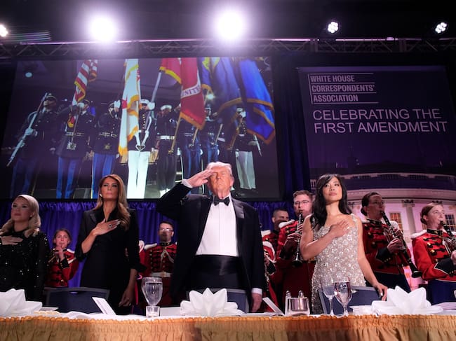 El presidente de Estados Unidos, Donald Trump, durante la Cena de Corresponsales, momentos antes de que se produjese el tiroteo.