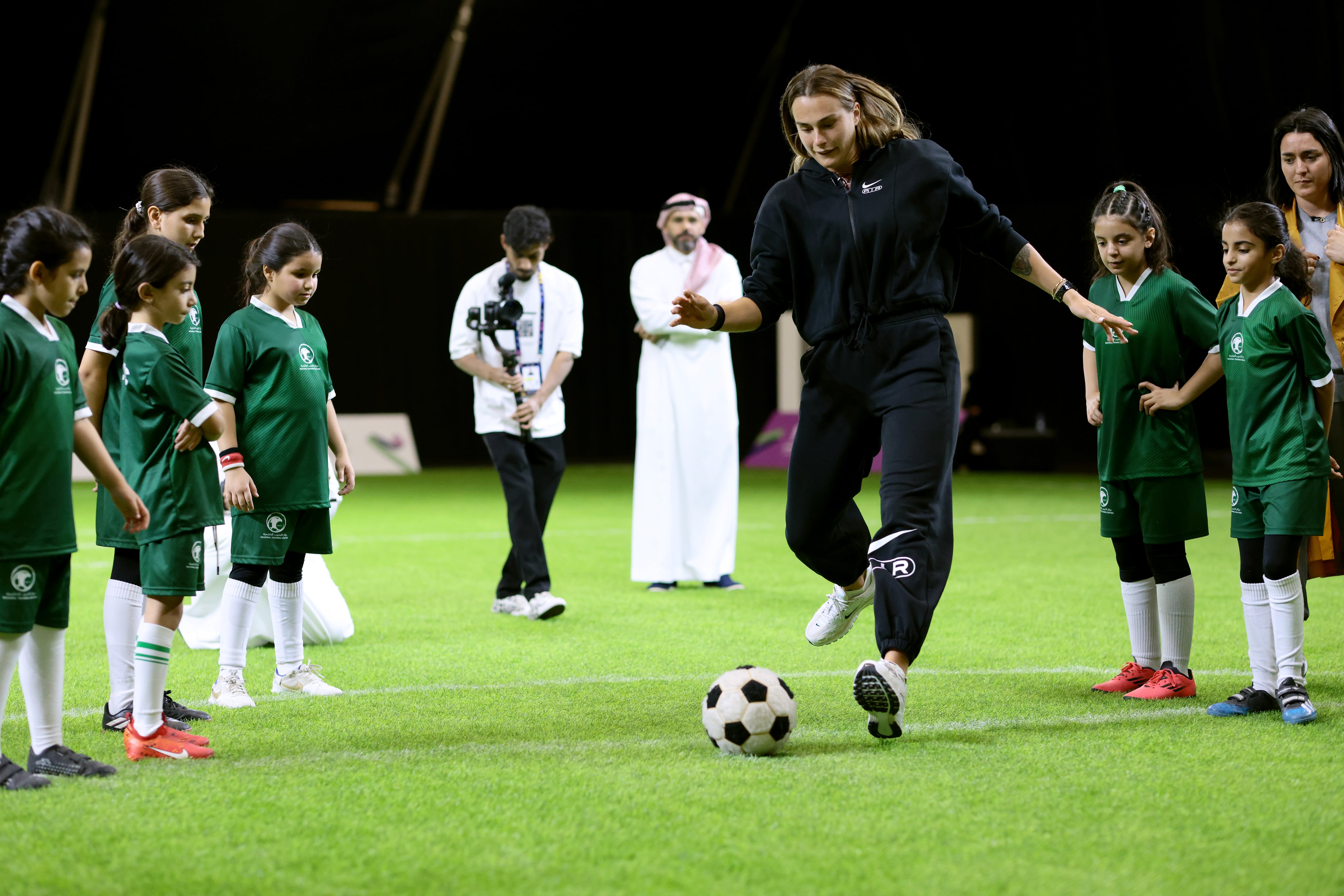 Aryna Sabalenka, en la presentación de las WTA Finals en Arabia Saudí