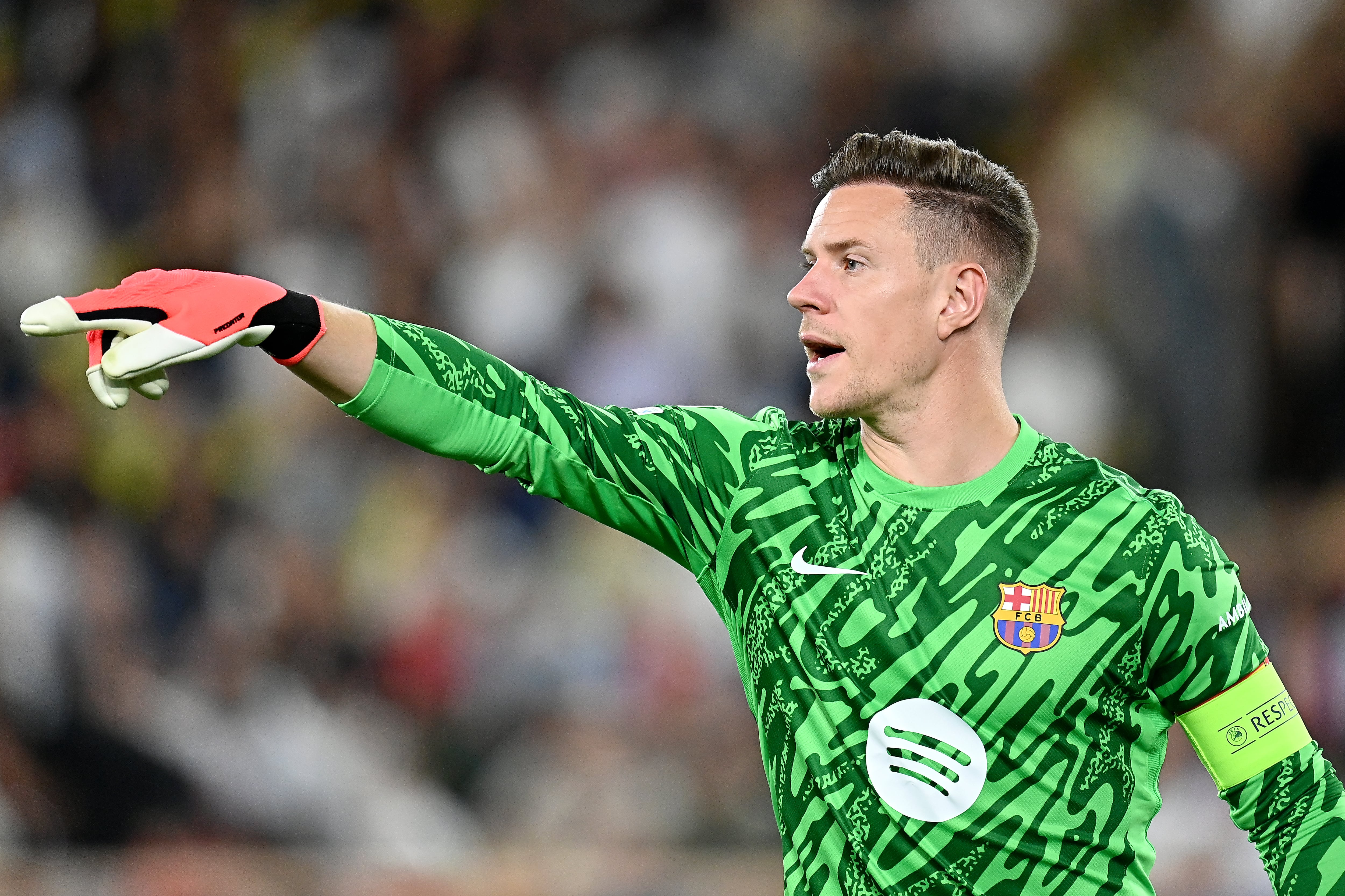 Ter Stegen, durante el partido de Champions entre FC Barcelona y AS Monaco