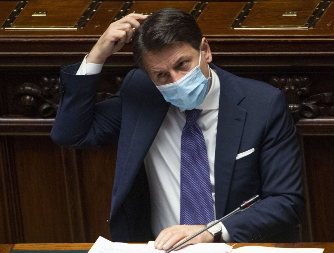 El primer ministro italiano, Giuseppe Conte, durante su intervención en la Cámara de Diputados.