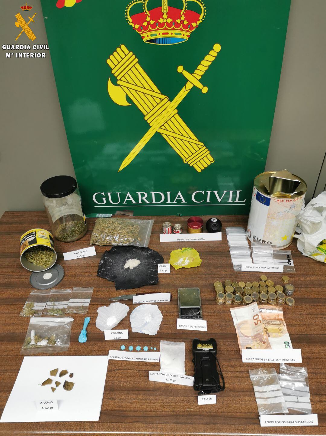 La Guardia Civil detiene a tres personas por delitos contra la salud pública por tráfico de drogas