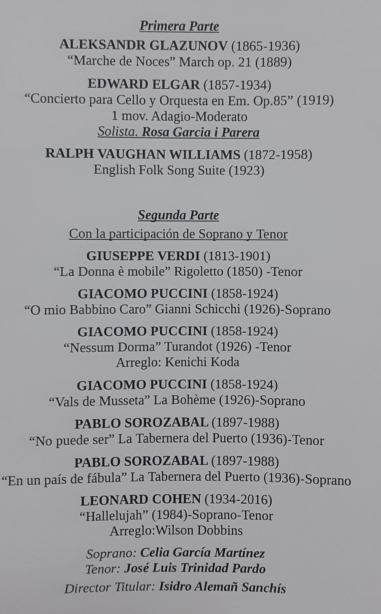 Programa del concierto