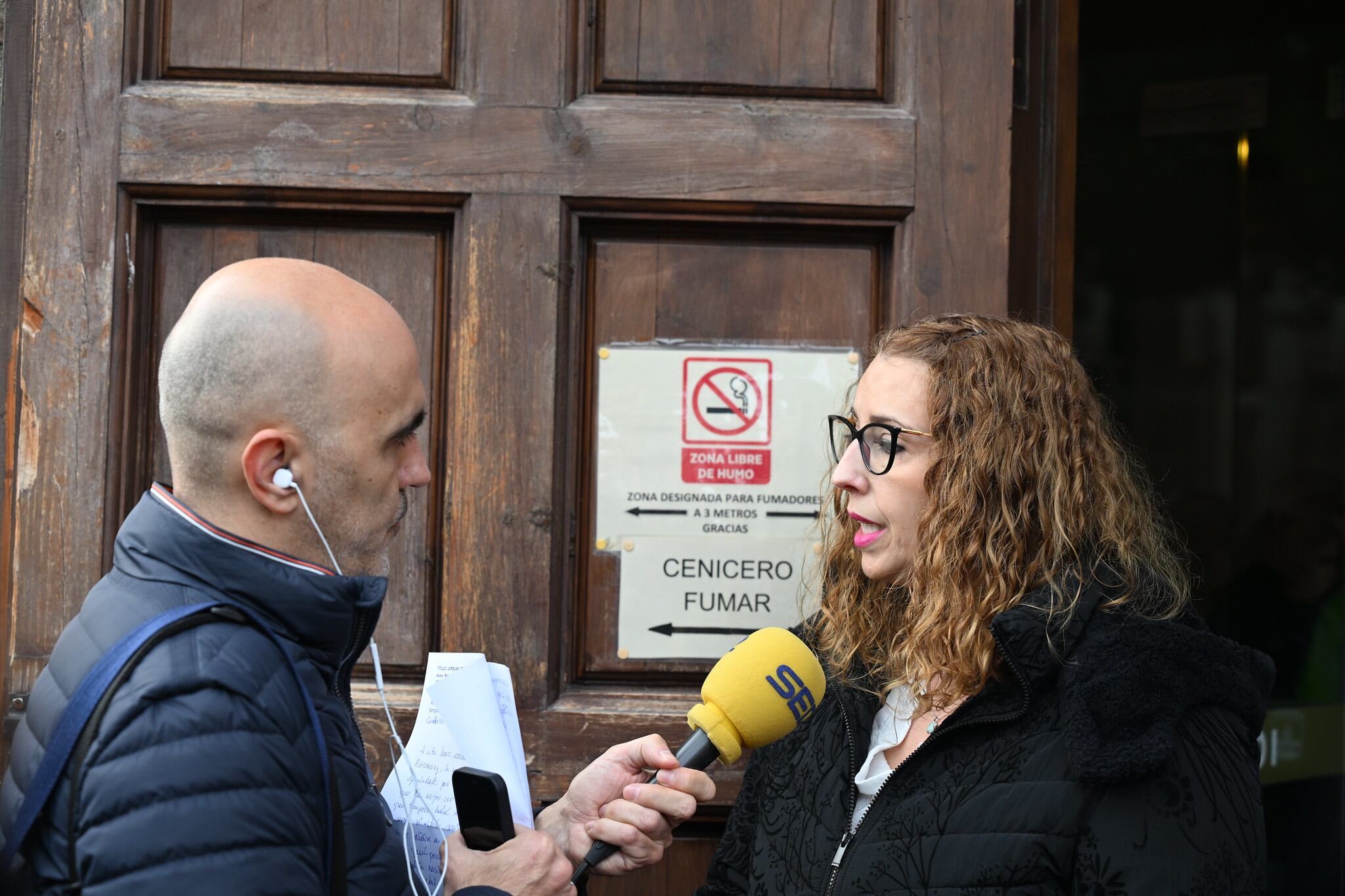 La consejera de Igualdad, Sara Simón, junto a José Carlos Rejas, periodista de la SER, en la entrevista en 'Hoy por Hoy Toledo'