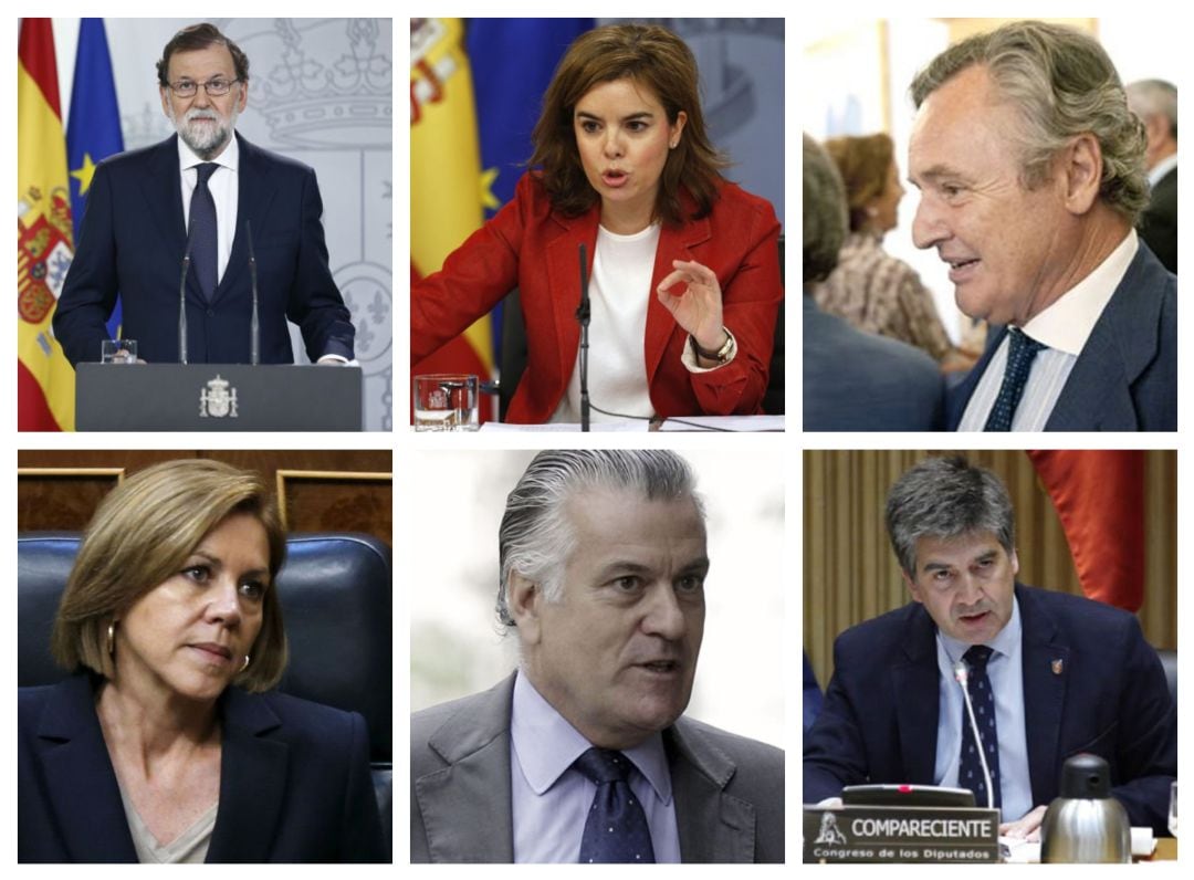 Mariajo Rajoy, Soraya Sáenz de Santamaría, Ignacio López del Hierro, María Dolores de Cospedal, Luis Bárcenas e Ignacio Cosidó en imágenes de archivo