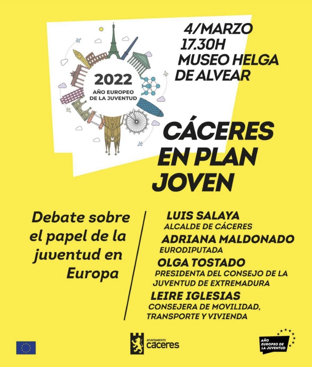 Cartel de la primera actividad a desarrollar en el Museo Helga de Alvear dentro del Año Europeo de la Juventud