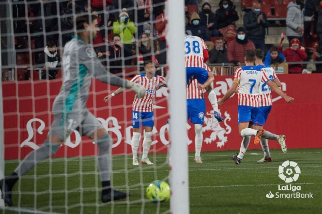 Celebración de un gol del Gerona