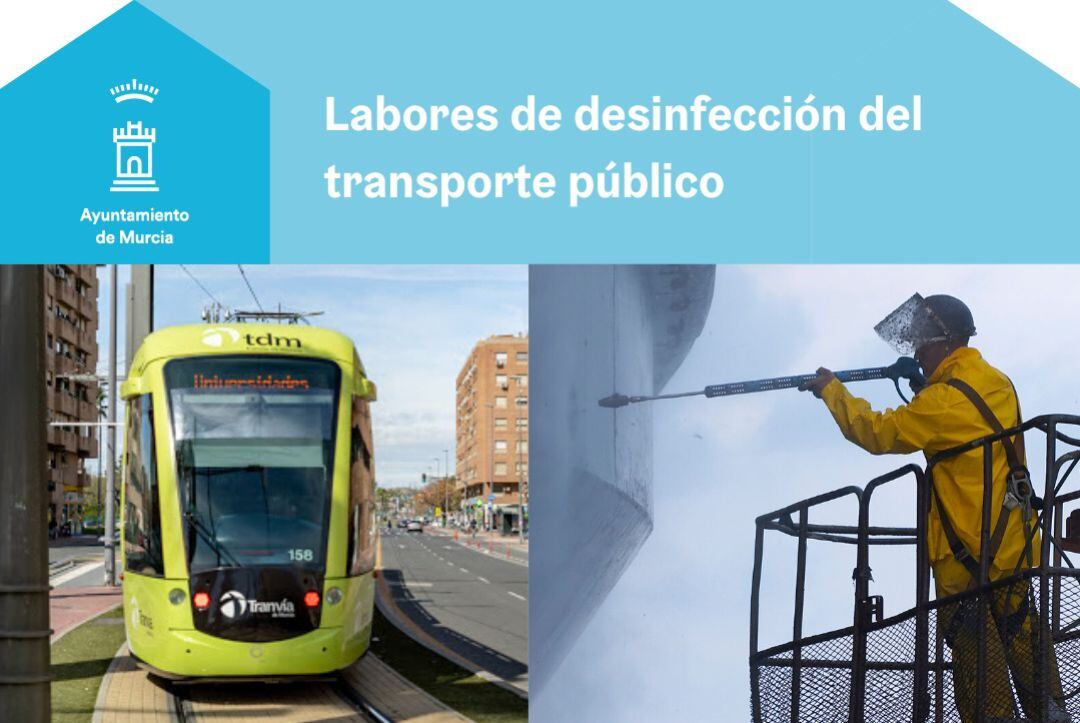 Los autobuses urbanos de Murcia volverán a incrementar su frecuencia este miércoles llegando a un 85%, según el ayuntamiento que incrementa las labores de limpieza de los vehículos de transporte público