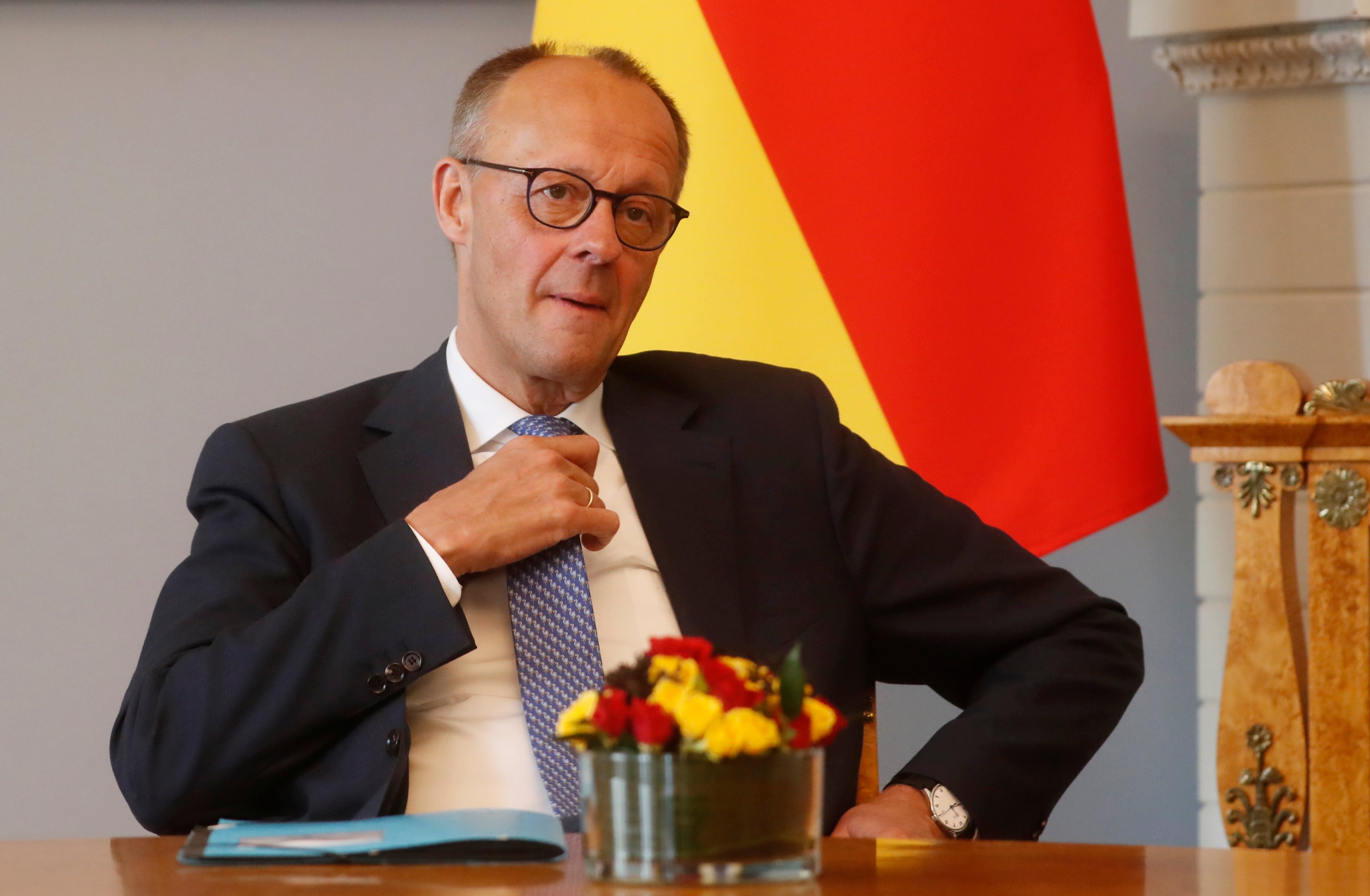 El canciller alemán, Friedrich Merz, durante su visita a Vilna (Lituania)