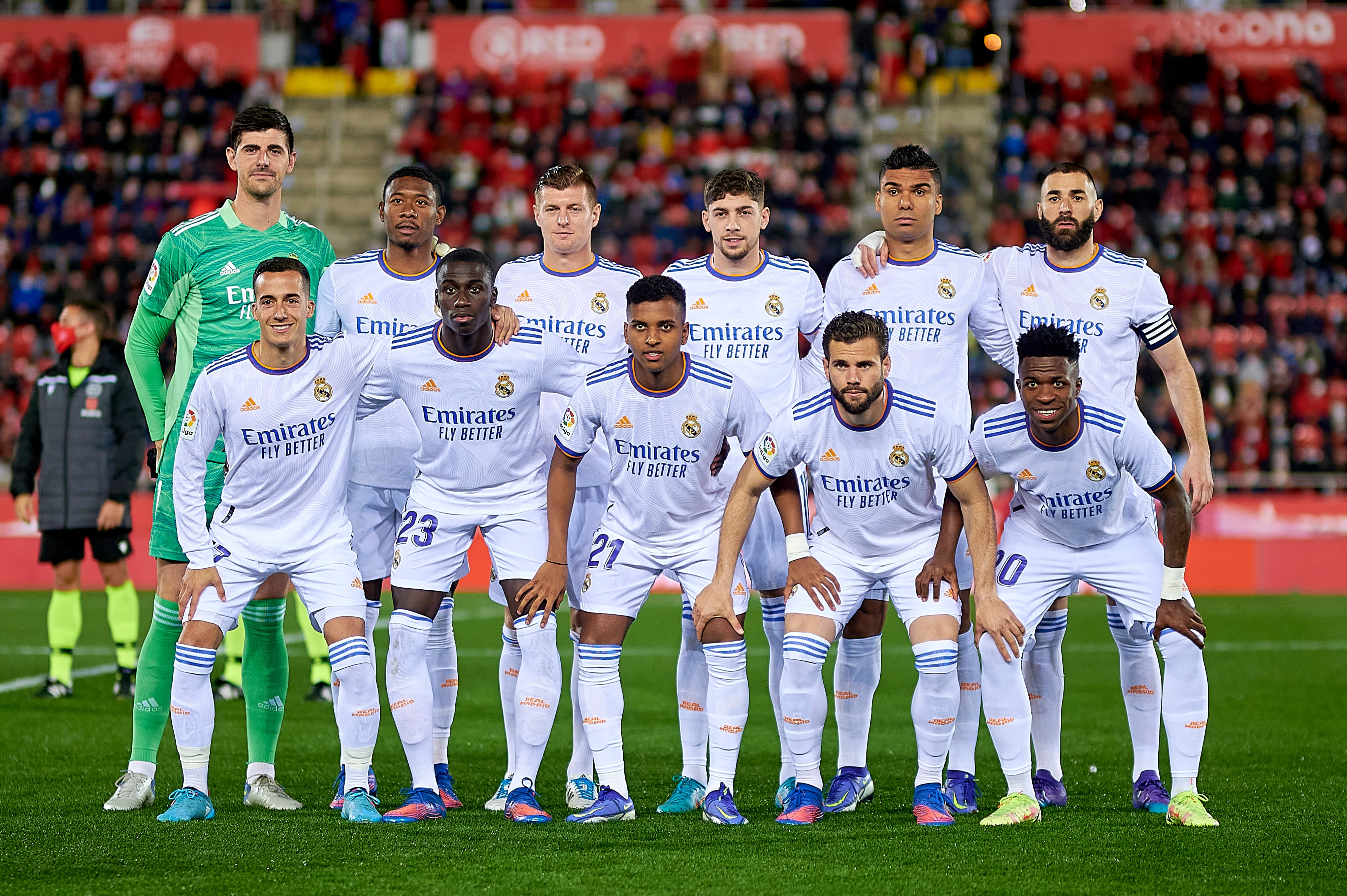 Los jugadores del Real Madrid antes del partido contra el Mallorca