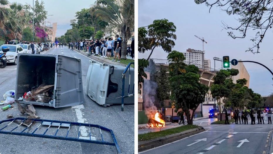 Un momento de las cargas policiales en Málaga. Imagen de &#039;Ultras Account off&#039;