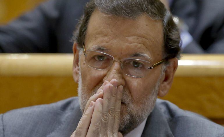 El presidente del Gobierno, durante el pleno del Senado, celebrado esta tarde en la cámara alta, en Madrid