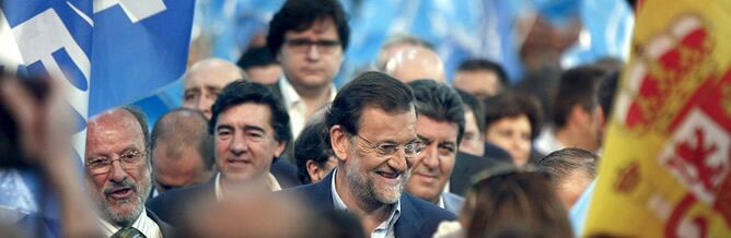 El presidente del PP, Mariano Rajoy, durante el acto de campaña electoral celebrado en Valladolid