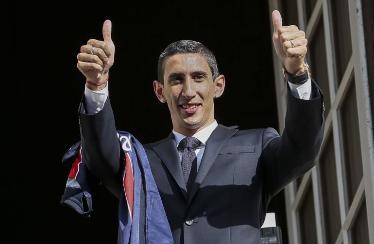 Ángel Di María, durante su presentación como nuevo jugador del PSG