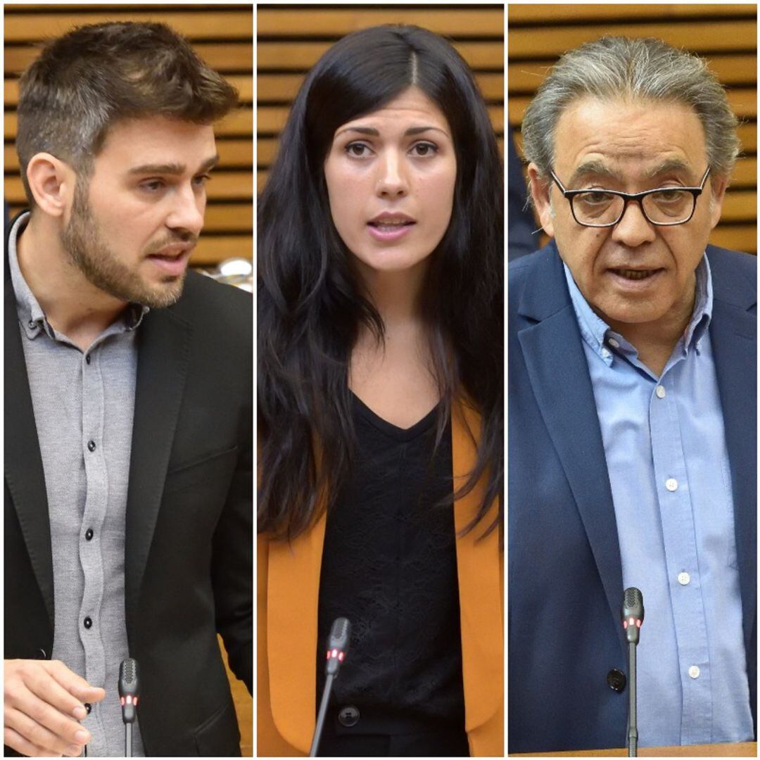 Fran Ferri, de Compromís, Naiara Davó, de Unides Podem y Manolo Mata del PSPV