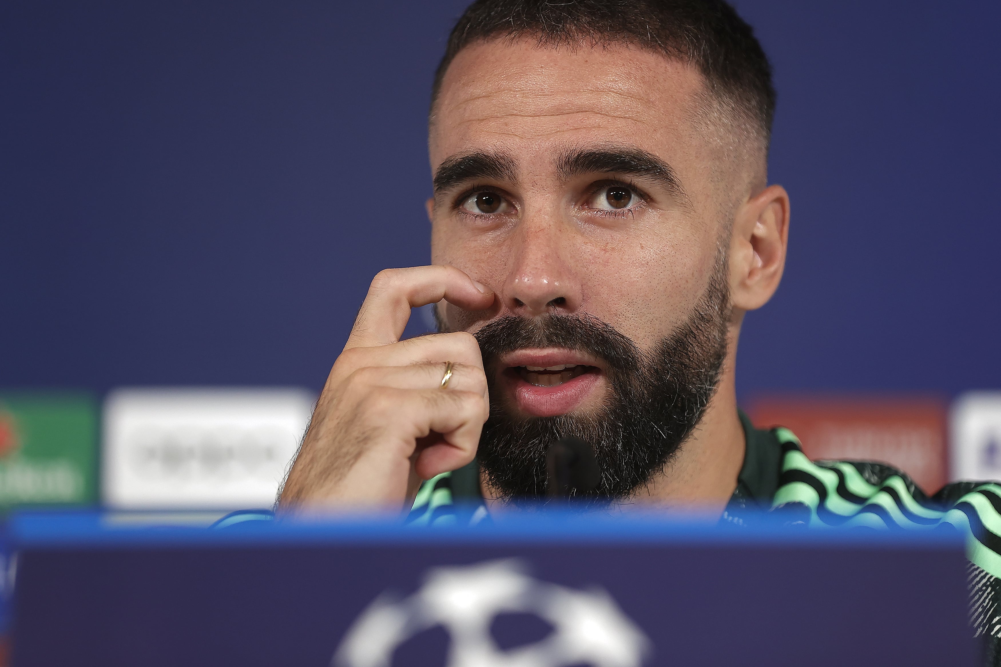 Dani Carvajal, en la sala de prensa del Santiago Bernabéu.