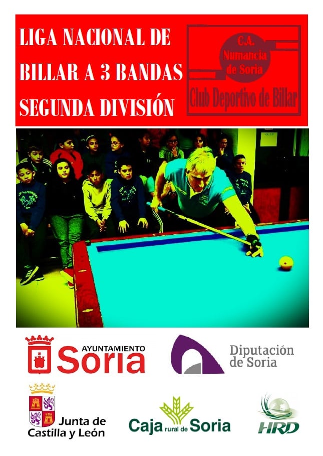 Cartel de la competición de Billar a 3 Bandas del CA Numancia.