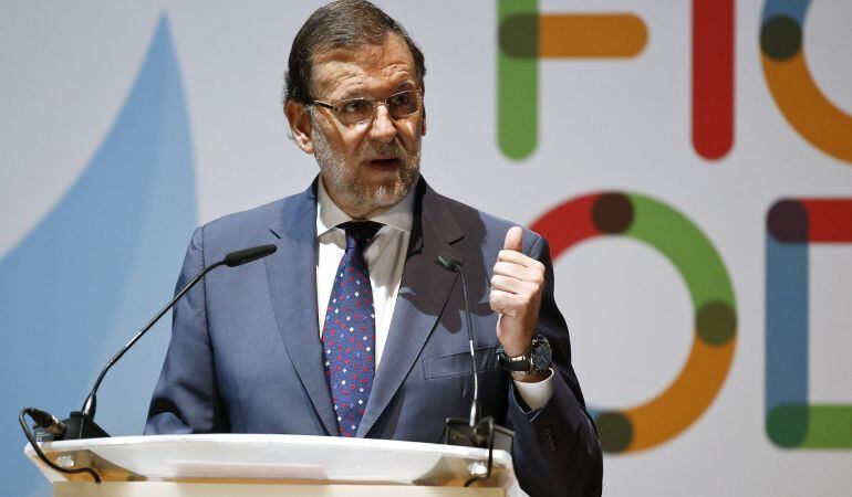 El presidente del Gobierno, Mariano Rajoy, durante su discurso de inauguración del FICOD en Madrid.