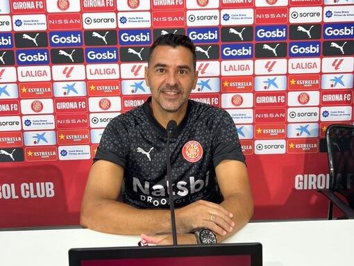 Míchel Sánchez a la roda de premsa prèvia al partit davant el Mallorca.