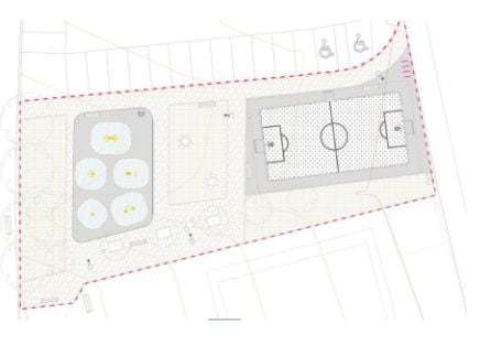 Plano de la ampliación del espacio recreativo y deportivo